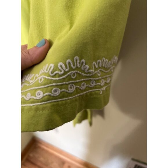 Woman Within Lime Green Embroidered 3/4 Sleeve Tunic Top Size 2X Boho Lagenlook - Picture 4 of 11